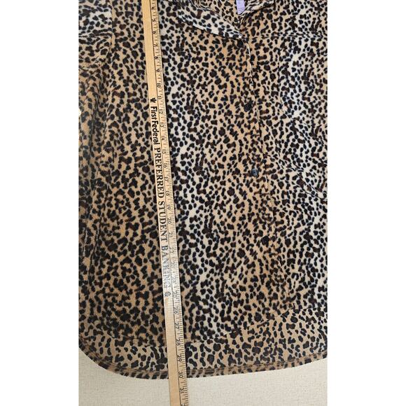 Stan Herman Fleece Leopard Print Shacket Shirt Women's Plus 1X Long Sleeve - Picture 6 of 6